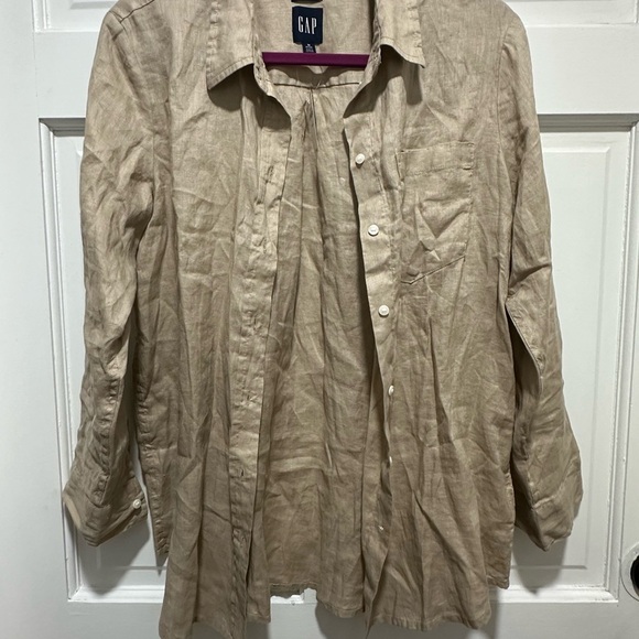 Gap 100% Linen Oversized Boyfriend Button Down NWT MP - Picture 2 of 6